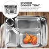 Set di stoviglie Piatto piano in acciaio inossidabile Coperchio del vassoio diviso per bambini Snack Lunch Box Baby Square