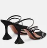 Summer Amina Muaddi Naima Sandals Shoes Black Crystals Psmolled Strappy Slingback Lady Martini Heel Party Wedding Dress EU35-42