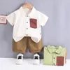 Kleidungssets Sommer Baby Jungen Kleidung 9 bis 12 Monate Umlegekragen Kurzarmhemden und Shorts Jungen Outfit Set Kinder Bebes Trainingsanzüge