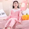 Kläder sätter flanell barn pajamas 2023 Autumn Winter Girl Boy Sleepwear Set Baby Clothes Animal Cartoon Coral Fleece Children's Pyjamas 230627