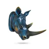 Dekorativa föremål Figurer Rhino Head Wall Decor Sculpture Home Staty Dekoration Tillbehör Abstrakt Jul Handgjorda Harts Art Craft Artware 230627