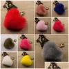 Porte-clés Longes Faux Rex Fourrure De Lapin Pom Coeur Forme Porte-clés Femme Sac Charmes Homme Bibelot Voiture Porte-clés Drop Delivery Mode A Dh7Up