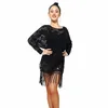 Desgaste de la etapa Net Latin Dress Tassel Dance para mujeres Chacha Salsa Disfraces modernos