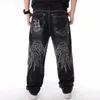 Jeans da uomo Nanaco Uomo Jeans larghi larghi Hiphop Skateboard Pantaloni denim Street Dance Hip Hop Rap Pantaloni neri maschili Taglia cinese 30-46 230628