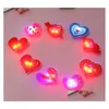 Party Favor Led Light Up Flashing Heart Pins Brooch Glowing Rubber Badge For Valentines Day Christmas Birthday Gifts Event C Dhyvz