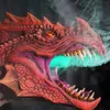 Decorative Objects Figurines 3d Wall Mounted Sculpture Evil Dragon Spray Legend Prop Dinosaur Art Escape Room Halloween Decoration Life-like Glow 230627