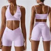 Tweedelige jurk op maat buttlifting training nylon atletische bijpassende sexy gym fitness zomer yoga biker dames shorts sets 230627