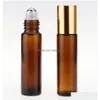 Perfume Bottle Wholesale Essential Oil Roller Bottles 10Ml Frosted Amber Glass With Rollers Balls Roll On Drop Delivery Health Beaut Dhomy