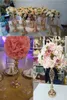 Décoration de fête De Luxe Or Fleur Vase Bougeoirs Rack Stands De Mariage Route Plomb Table Pièce Maîtresse Pilier Événement Chandelier