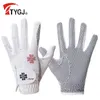 Sporthandskar ttygj golf kvinnor pu läder vänster och höger händer 1 par anti glidpartiklar med andningsbar utomhus 230627