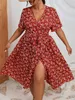 Платья больших размеров Finjani Wrap Dress Ditsy с цветочным принтом с поясом для вечеринок для женщин 2023 Размер одежды 230627