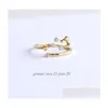 Band Rings 12 Constellations Rhinestone Amet Zodiac Signs Gold Sier Colors Fashion Jewiversary Jewel Drop Delivery Ring DHBAF