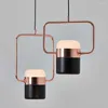 Подвесные светильники Постмодернистские светодиодные светильники с покрытием из розового золота из кованого железа Nordic Simple Suspension Lamp Столовая Спальня MING