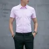 Herenoverhemden Zomer Heren Slim Fit Zakelijk Werkoverhemd Casual Knappe Kraag Shirts Met Korte Mouwen Voor Heren Soild Blouses 230628