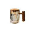 Japanese-style Glass Coffee Mug Tumbler Glaze Tea Milk Beer Mug with Wood Handle Water Cup Home Office Drinkware Water Bottle L230620