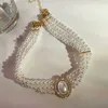 Beaded Necklaces Shangzhihua the Elegant Light Luxury Three Layer Pearl Collar 2023 New Trend Jewelry Fashion Woman's Necklace Party Gift 230613