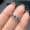 Cluster Rings Ring Natural London Blue Topaz S925 Sterling Silver Simple Gemstone Jewelry Lady