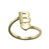 Band Rings A-Z 26 Letter Stainless Steel Open Love Heart Shaped Gold Engagement Jewelry For Men Women Drop Delivery Ring Dhnir