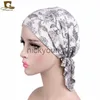 Bandanas Muslim Pre-Tied Style Cotton Turban Hat Headscarf Ladies Floral Print Bandanas Soft Headwear Hair Loss Cancer Chemo Cap Turbante X0628