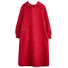 Women's Hoodies 가을 2023 여성 중간 길이 까마귀 드레스 느슨한 패션 자카드 간단한 솔리드 컬러 스트레이트 풀오버 빈티지 스웨터