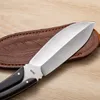 Ny ankomst R8341 utomhusöverlevnad Rak kniv 5Cr15Mov Satin Blade Full Tang Wood Hande Fixed Blade Knives With Leather Mante