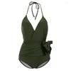 Women's Swimwear Women Solid Colour Sexy Halter Burst Backless Swimming Costume Spa Swimsuit