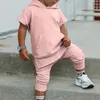 New 2 Pcs Summer Baby Boy Sport Outfits Clothes Sets Girls Clothing Solid Top T-Shirt+Shorts Children Tracksuit For Kid