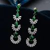 Boucles d'oreilles Zlxgirl bijoux sacs de velours gratuits vert cubique Zircon boucle d'oreille pour cadeaux de noël haut de gamme mariage mariée Brincos