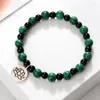 Strand Obsidiaan Kralen Armband Natuurlijke Tijgeroog Steen Malachiet Zwart Lava Mannen Armbanden Lotus Charm Vrouwen Yoga Boeddhistische Rozenkrans Sieraden