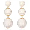 handmade bohemian boho beach raffia balls beads pendant drop earrings women ball dress party jewelry earring