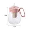 Kawaii Glass Water Bottle Transparent Glass Bottle with Tea Infuser Portable Cups with Straw Large Capacity Mugs Drinkware L230620
