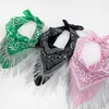 Scarves Creative Tassel Square Scarf With Rhinestone Women Fashion Polyester Cashew Flower Turban Headscarf Party Hip Hop Fringe