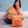 Мягкие плюшевые животные Kawai Fluffy Puffs Подушка Фаршированная мягкая подушка для закусок Реалистичная оранжевая сырная плюшевая игрушка Дети День рождения Рождество Украшают подарок J230628