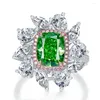 Pierścienie klastra 2023 925 Silver Mint Green 8 10 Redian Flower Cutting Luksusowy pierścień dla kobiet
