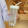 280/550/750 ml Söt glas vattenflaska med te infuserfilter halm kawaii bärbar juice kall drycker skola dricksflask kopp l230620