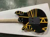 Glossy Black Yellow Stripe Electric Guitar with Chrome Hardware Maple Fingerboard Can be customized