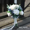 Decorative Flowers Stunning Wedding White Bridesmaid Bridal Bouquets Artificial Rose Bouquet With Blueberry Fruit