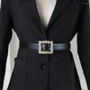 Belts Daily Commute Woman With Rhinestone Square Buckle Pin Waist Belt Nightclub Dresses Skirt Coat Waistband