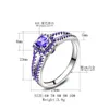 Bagues de grappe 2023 Pruple cristal opale anneau coupe violet CZ fiançailles Plata couleur bijoux pour femmes mariage Uomo Anillos Mujer