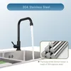 Kitchen Faucets Black Single Cold 7-character Faucet Commercial Household Lever Handle 304 Stainless Steel Hardware