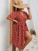 Платья больших размеров Finjani Wrap Dress Ditsy с цветочным принтом с поясом для вечеринок для женщин 2023 Размер одежды 230627