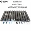 Markers Sta 12 Cool Grey Colors Art Markers GrayScale Artist Dual Head Markers Set for Brush Pen Paint Marker School Student Supplies