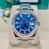 SkyDweller Men's Automatic Business Watch Dual Time GMT 24H DIAL Rostfritt Steel Classic Blue Dial Top Quality 42mm Calendar Wristwatch