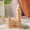 3D Bulmacalar Robotime Ahşap Yapboz Oyunu DIY 3D Kule Köprü Big Ben Ünlü Bina Montaj Oyuncak Hediye Çocuklar için Genç Yetişkin 230627