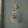 Wall Lamps French Pastoral Bedside Lamp Bedroom High-grade Brass Crystal Retro Luxury Crown Background Living Room