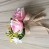 Fleurs décoratives rose fleur artificielle boutonnières marié boutonnière homme mariage Bouquet accessoires broche fête costume décoration XK01