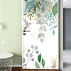 Papiers peints PVC auto-adhésif porte autocollant moderne 3D plante tropicale feuilles fleurs et oiseaux peintures murales affiche salon étanche décalcomanie