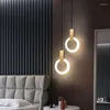 Pendant Lamps Nordic Simple LED Light Living Room Stairs Ring Chandelier Creative Dining Bedroom Ceiling Lamp