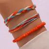 Pulseiras de elo estilo boêmio corda de mão trançada colorida conjunto de três peças para acessórios femininos ao ar livre