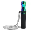 Coloré Arc-En-Ciel En Verre Épais Narguilé Shisha Fumer Pipe À Eau Bubbler Pipes Filtre Silicone Tuyau Tube Portable En Acier Collier Porte-Cigarette Poignée Pendentif Conseils